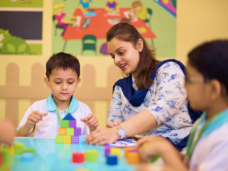 Children playing with blocks